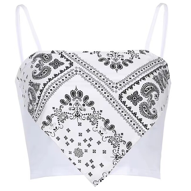 Womens Printed Irregular Sexy Short Camisole Tank Top