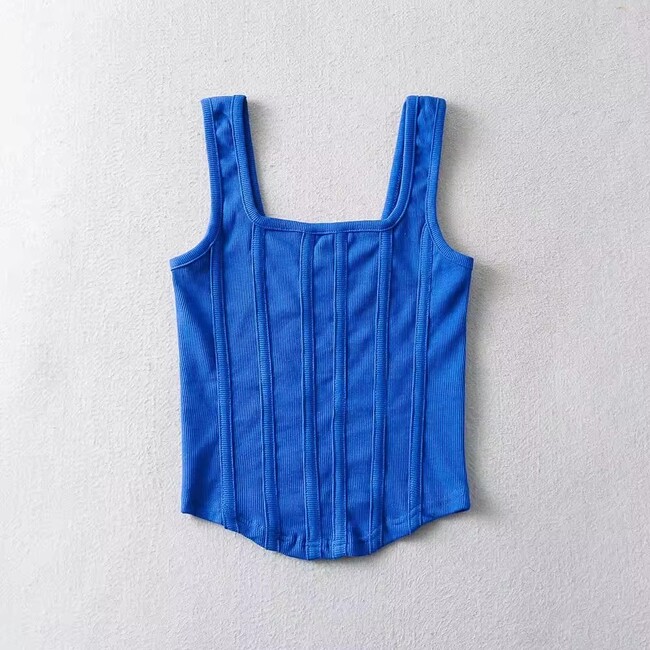 Fashion Solid Color Fishbone Camisole Slimming Tank Top