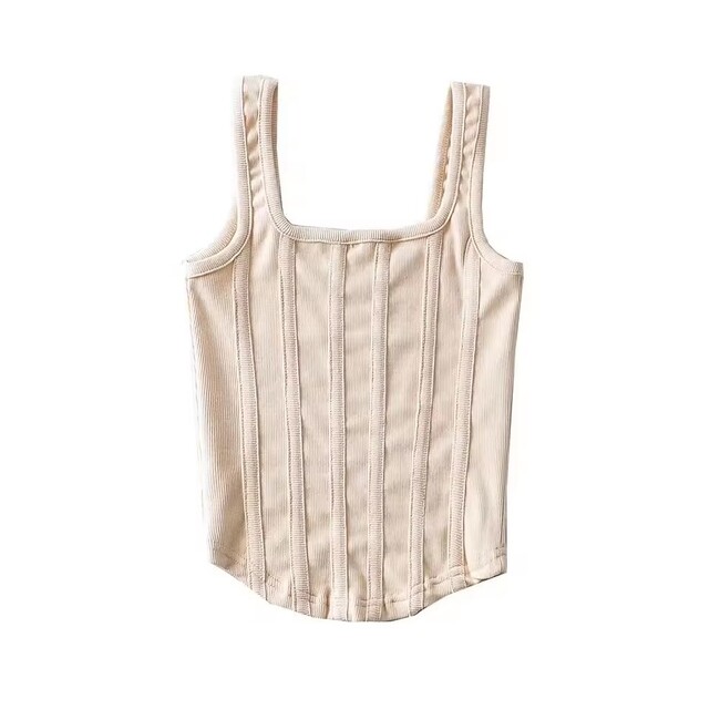 Fashion Solid Color Fishbone Camisole Slimming Tank Top