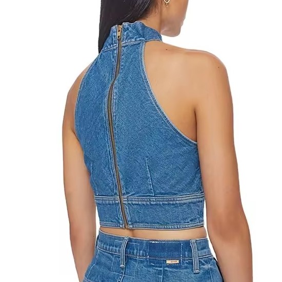 Womens Soft Backless Denim Top
