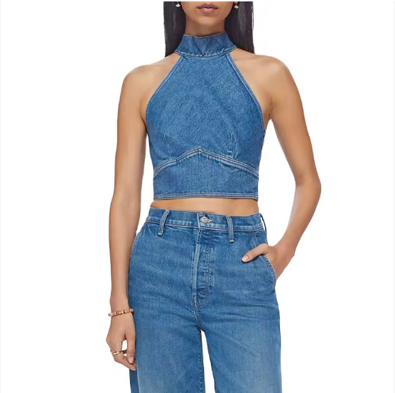 Womens Soft Backless Denim Top