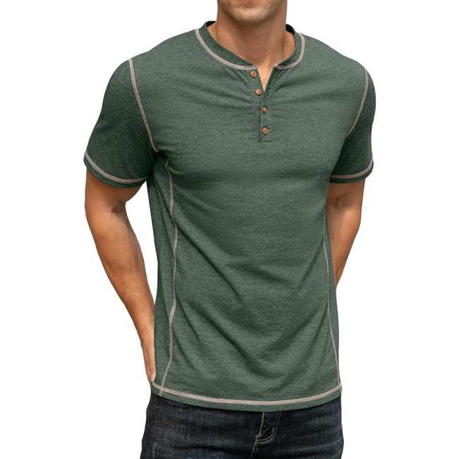 Sailwind Mens Henley Short Sleeve T-Shirt Cotton Maverick Shirt
