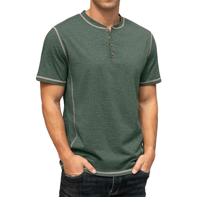 Sailwind Mens Henley Short Sleeve T-Shirt Cotton Maverick Shirt