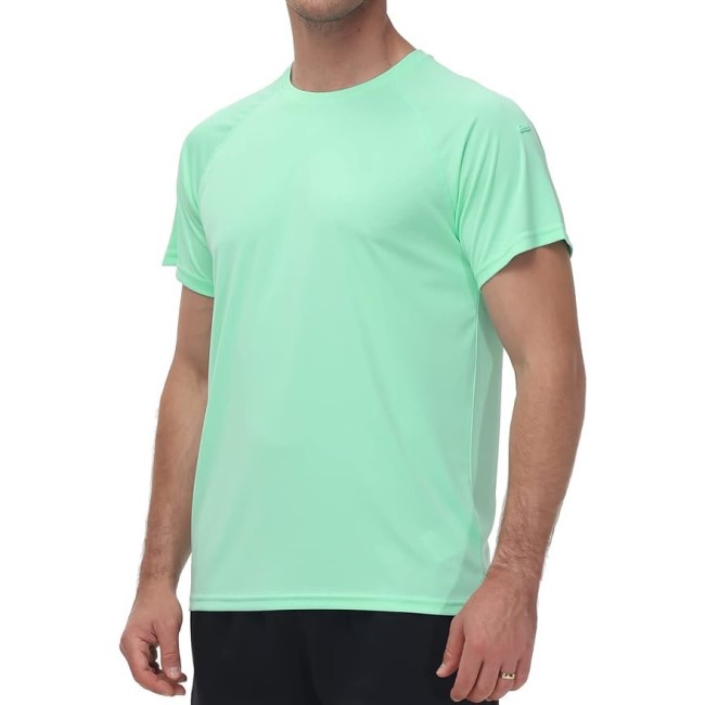 Men Swim ShirtRash Ruard Shirts Short Sleeve Fishing Beach T Shirt