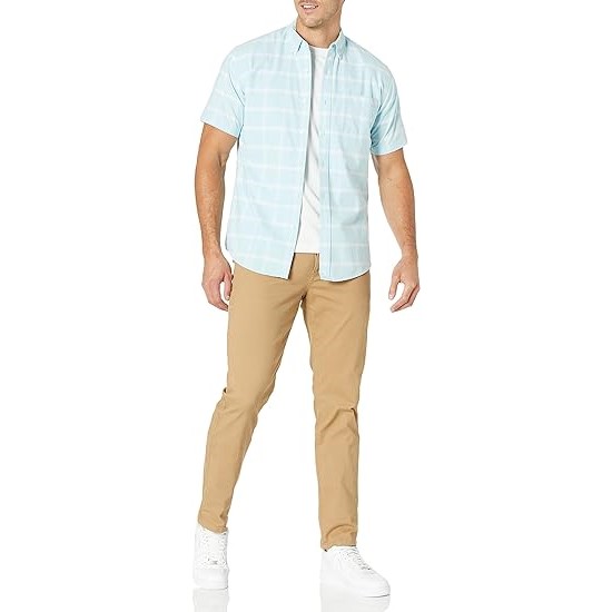 Men Regular Fit Short Sleeve Pocket Oxford Shirt