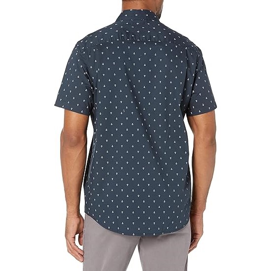 Men Button Down Shirts Regular Fit Short Sleeve Print Shirt