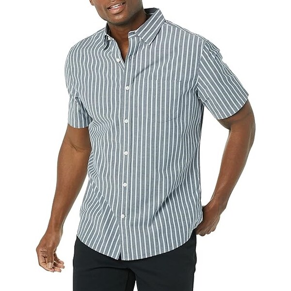 Essentials Men Short Sleeve Stretch Poplin Shirt Big Tall