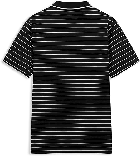 Mens Striped Polo Shirt Short Sleeve Stretch Casual Work Golf