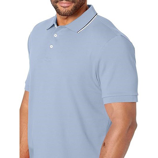 Men Classic Fit Short Sleeve Dual Tipped Collar Polo Shirt